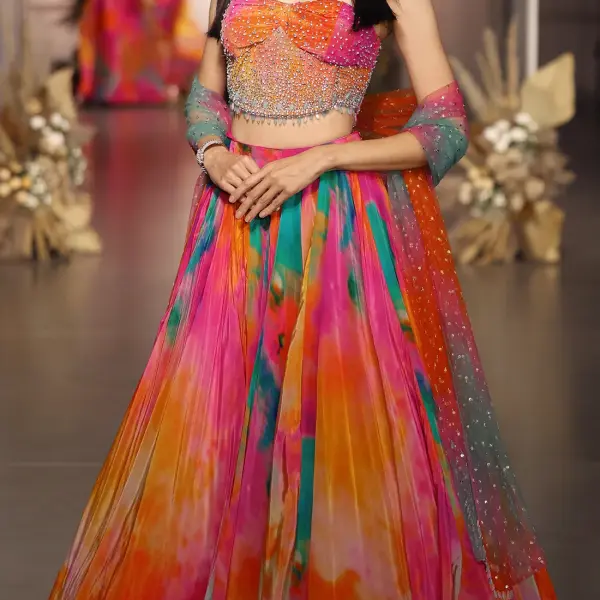 Mirror Work Lehenga – Yellow